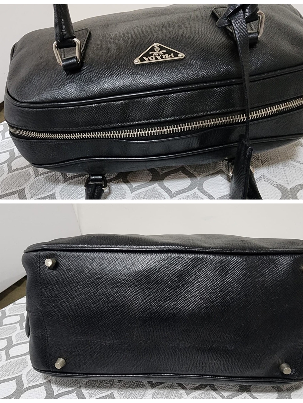 Prada Saffiano Lux Bauletto Shoulder Bag Black - Picture 7 of 12
